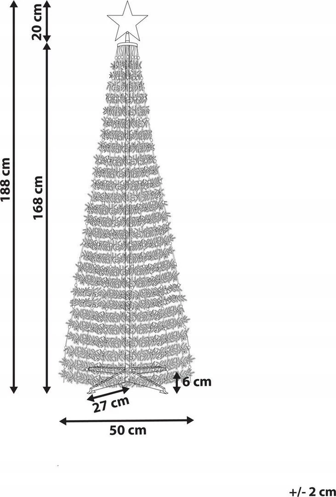 Beliani Išmanioji LED kalėdinė dekoracija SAARLOQ eglutė 188 cm, žalia