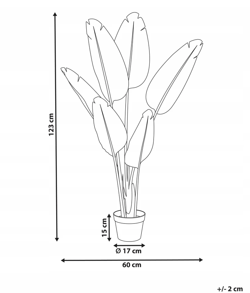 Beliani Dirbtinis augalas BANANA TREE 123 cm baltas