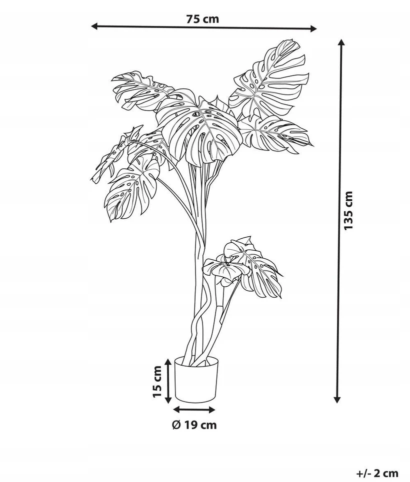 Beliani Dirbtinis augalas MONSTERA PLANT 135 cm žalias