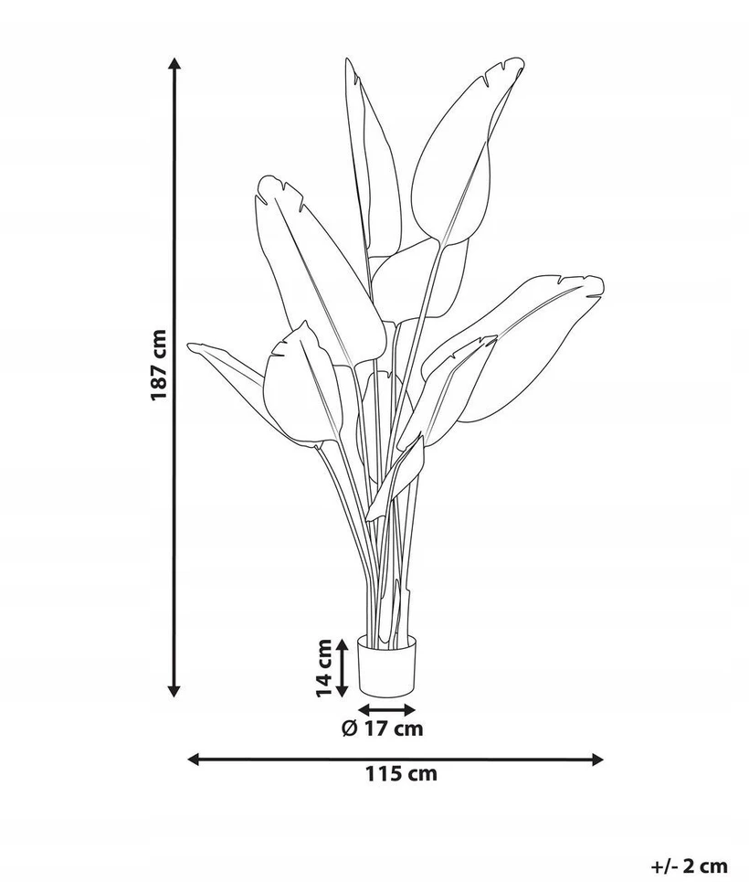 Beliani Dirbtinis augalas BANANA TREE 187 cm žalias