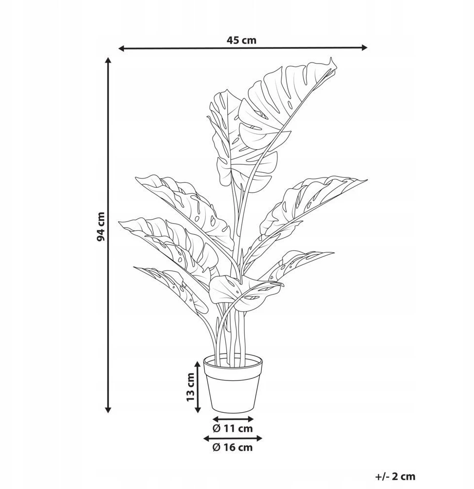 Beliani Dirbtinis augalas MONSTERA PLANT 94 cm Žalias