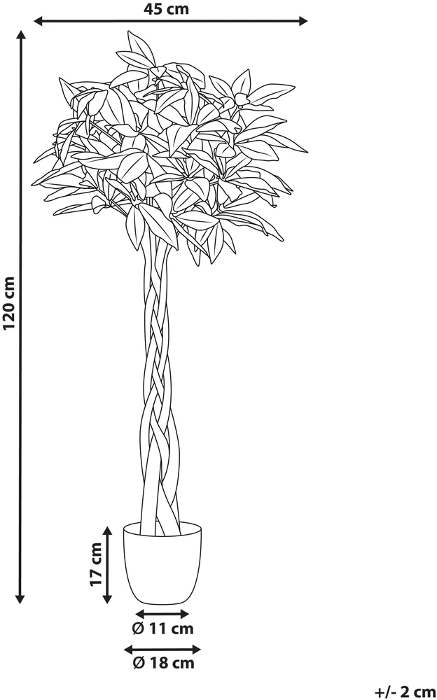 Beliani Dirbtinis augalas PACHIRA TREE 120 cm žalias