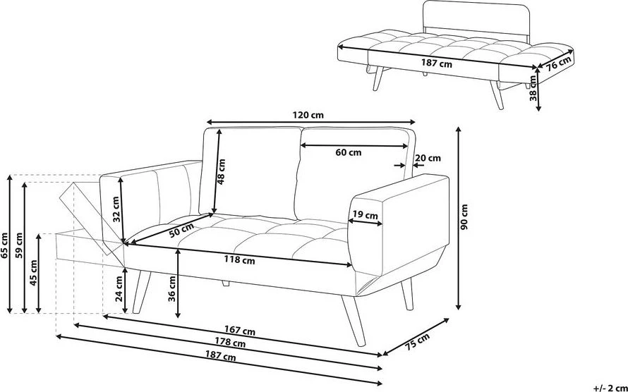 Beliani Dvivietė išskleidžiama sofa BREKKE tamsiai mėlyna