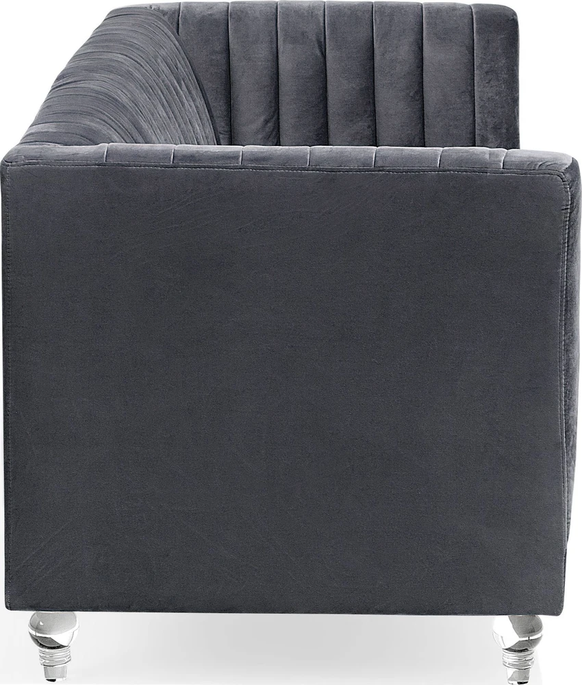 Beliani Trivietė sofa ARVIKA aksominė tamsiai pilka
