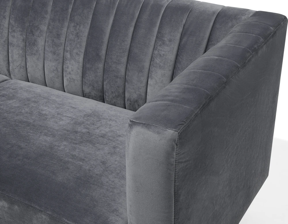 Beliani Trivietė sofa ARVIKA aksominė tamsiai pilka