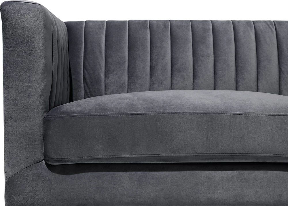 Beliani Trivietė sofa ARVIKA aksominė tamsiai pilka