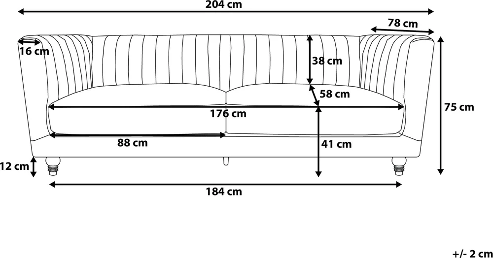 Beliani Trivietė sofa ARVIKA aksominė tamsiai pilka