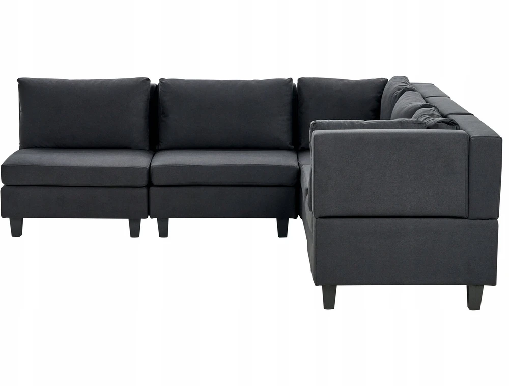 Beliani 5 vietų modulinė kampinė sofa UNSTAD kairinė, juoda