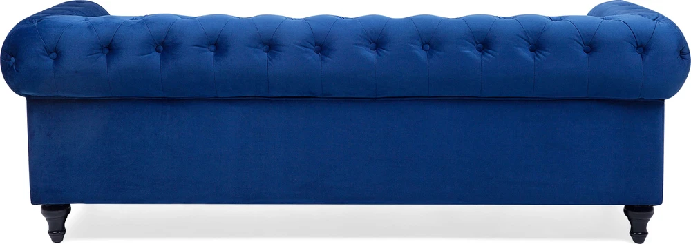 Beliani 3 vietų sofa CHESTERFIELD veliūrinė tamsiai mėlyna