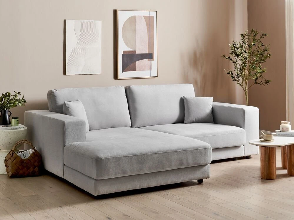 Beliani 3 vietų kampinė sofa LOFOTEN šviesiai pilka dešininė