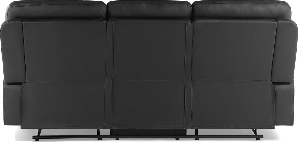 Beliani Trivietė sofa su mechanine atsipalaidavimo funkcija BERGEN odos pakaitalas juoda
