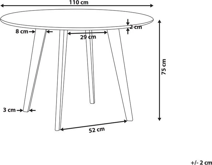 Beliani Valgomojo stalas MOSBY baltas marmuro raštas 110 cm