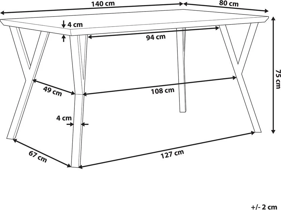 Beliani Valgomojo stalas BRAVO šviesiai rudas 140 cm 80 cm