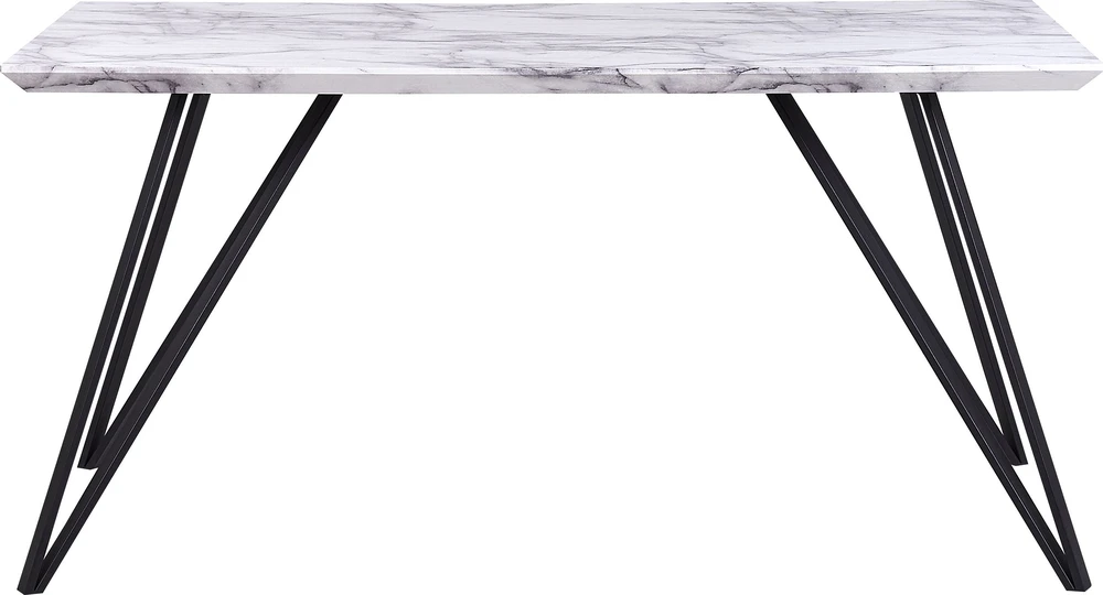 Beliani Valgomojo stalas MOLDEN marmuro imitacija / juodas 150 cm 80 cm