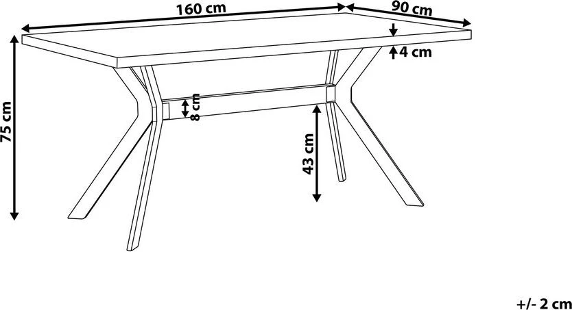Beliani Valgomojo stalas BENSON pilkas betono efekto 160 cm 90 cm