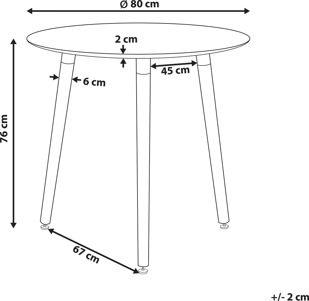 Beliani Valgomojo stalas BOMA baltas 80 cm