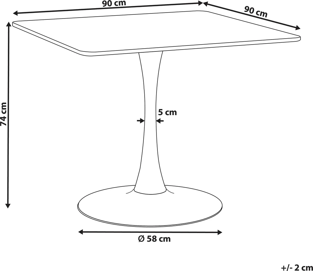 Beliani Valgomojo stalas BOCA šviesus uosis 90 cm 90 cm