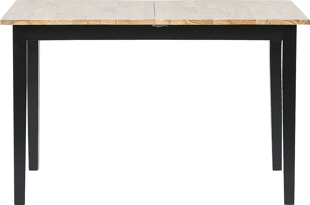 Beliani Išskleidžiamas valgomojo stalas HOUSTON šviesiai rudas/juodas 120/150 cm 90 cm pušies mediena