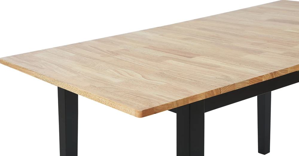 Beliani Išskleidžiamas valgomojo stalas HOUSTON šviesiai rudas/juodas 120/150 cm 90 cm pušies mediena