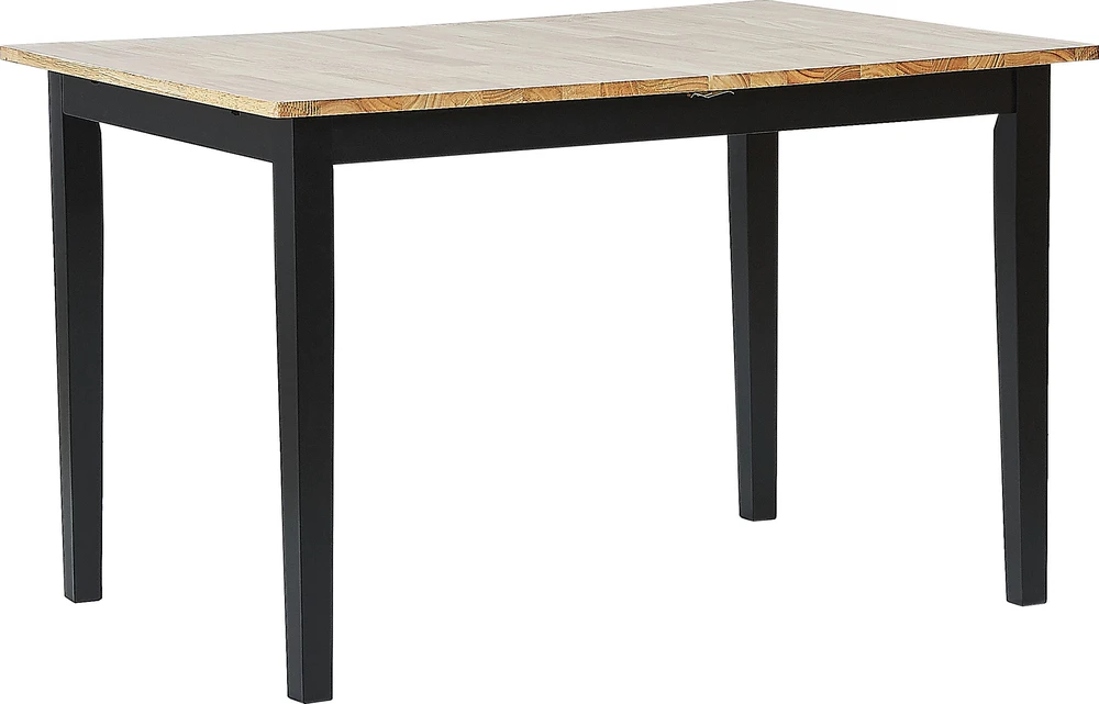 Beliani Išskleidžiamas valgomojo stalas HOUSTON šviesiai rudas/juodas 120/150 cm 90 cm pušies mediena