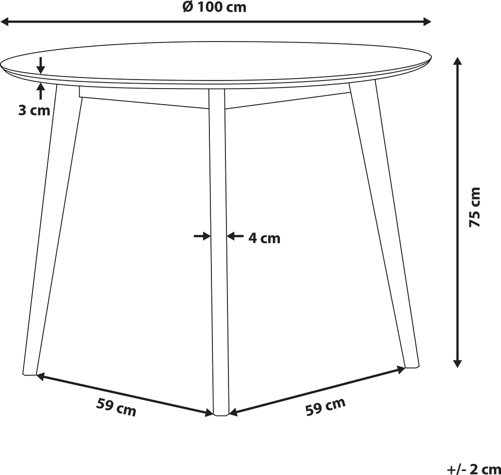 Beliani Valgomojo stalas ROXBY baltas 100 cm pušies mediena