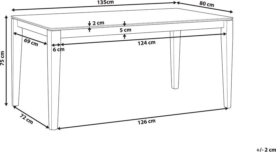 Beliani Valgomojo stalas CEDAR tamsaus riešutmedžio spalvos 135 cm 80 cm