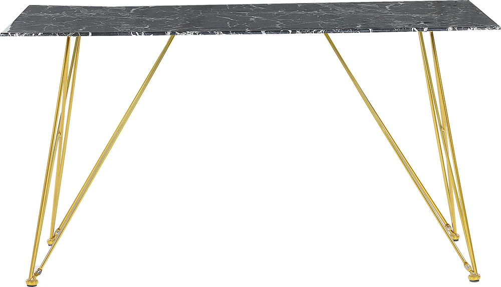 Beliani Valgomojo stalas KENTON juodo marmuro spalvos 140x80 cm grūdinto stiklo