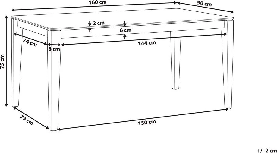 Beliani Valgomojo stalas LOTTIE tamsaus riešutmedžio spalvos 160 cm 90 cm