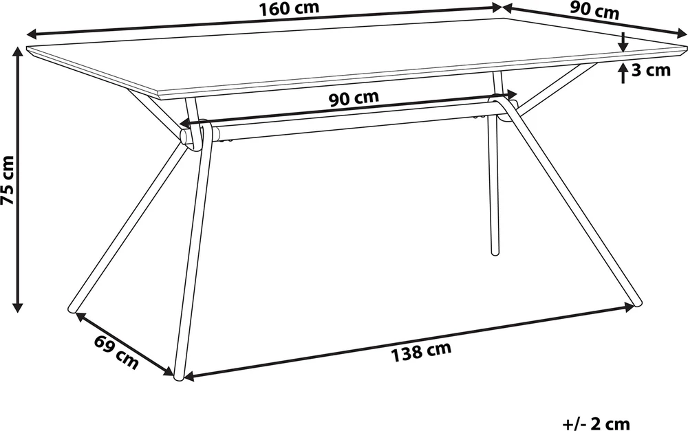 Beliani Valgomojo stalas AMSTERDAM tamsiai rudas 160 cm 90 cm
