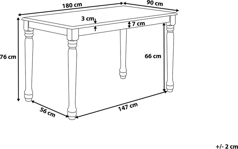 Beliani Valgomojo stalas CARY baltas 180 cm 90 cm