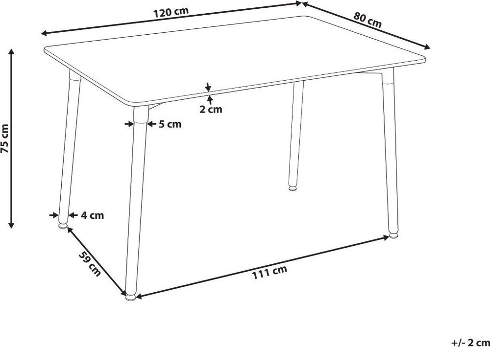 Beliani Valgomojo stalas NEWBERRY baltas 120 cm x 80 cm