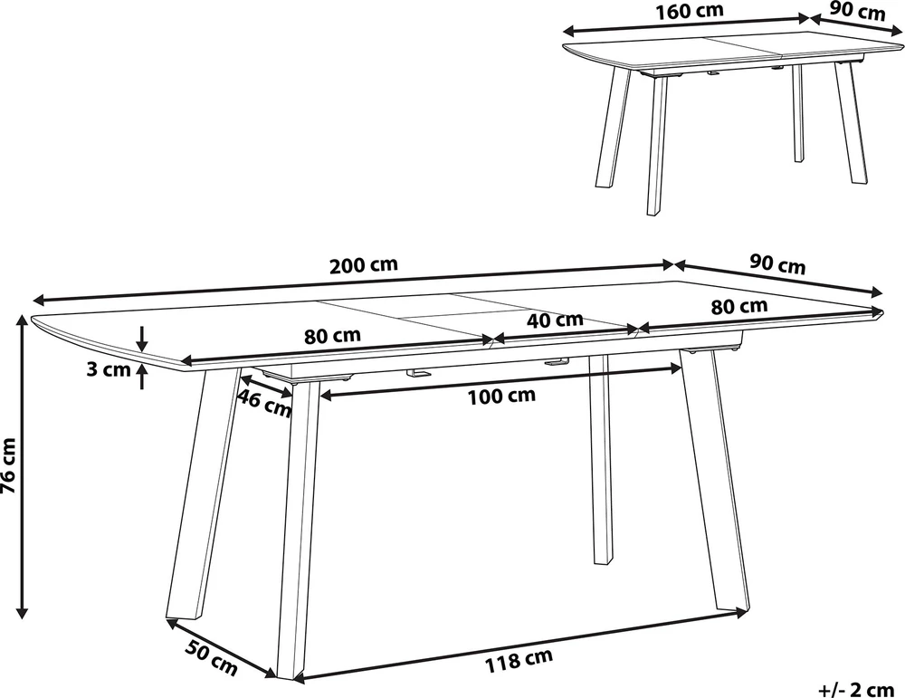 Beliani Išskleidžiamas valgomojo stalas SALVADOR tamsiai rudas 160/200 cm 90 cm