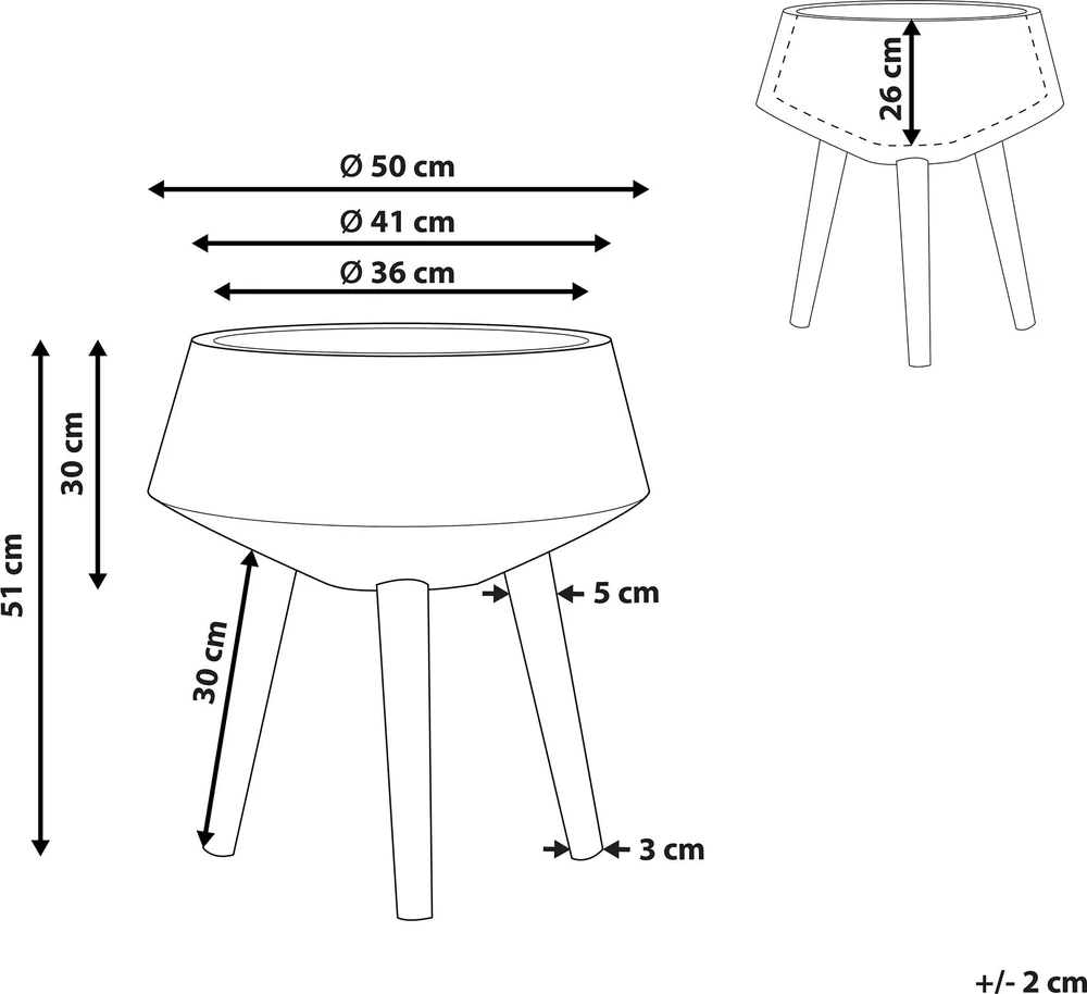 Beliani Augalų vazonas su kojelėmis VARDIANI 50 cm auksinis