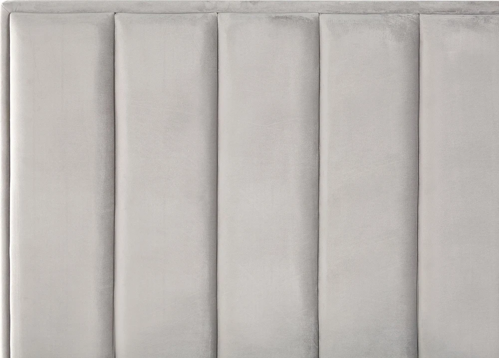 Beliani Lova su patalynės dėže SEZANNE, veliūras, šviesiai pilka, 140 x 200 cm