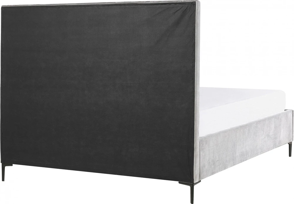 Beliani Lova su patalynės dėže SEZANNE, veliūras, šviesiai pilka, 140 x 200 cm