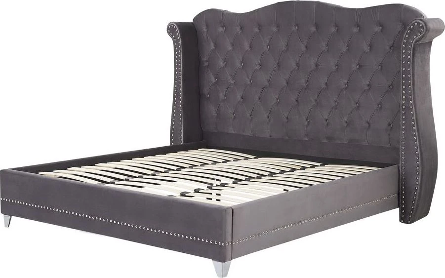 Beliani Velvetinė lova AYETTE 180 x 200 cm pilka