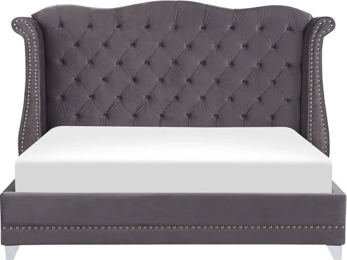 Beliani Velvetinė lova AYETTE 180 x 200 cm pilka