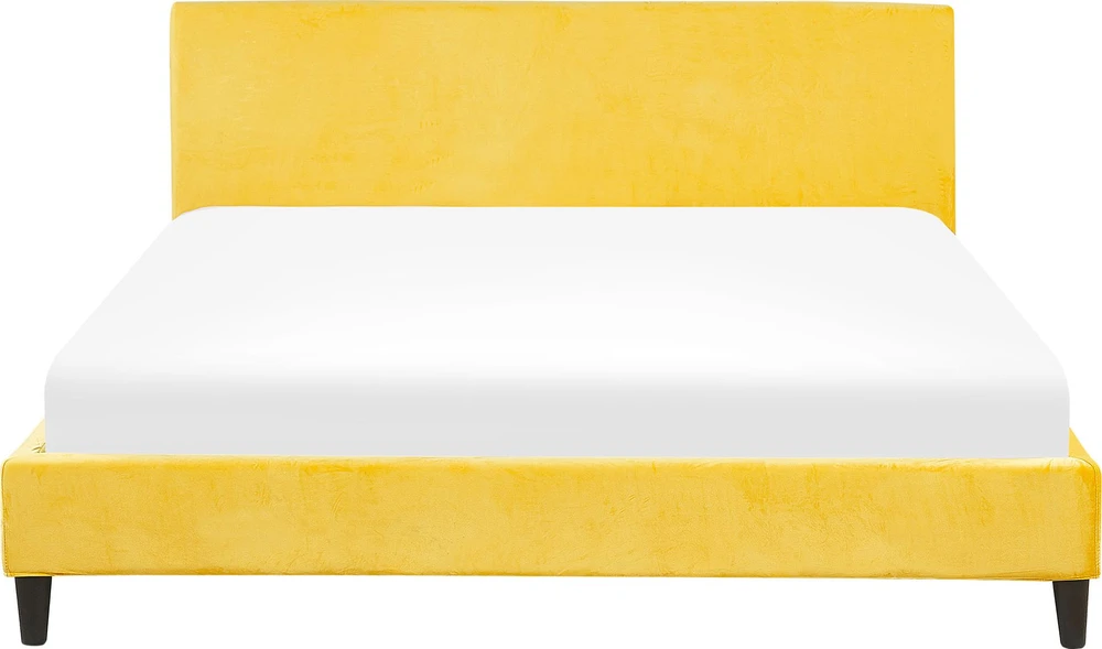 Beliani Veliūrinė lova FITOU 160 x 200 cm geltona