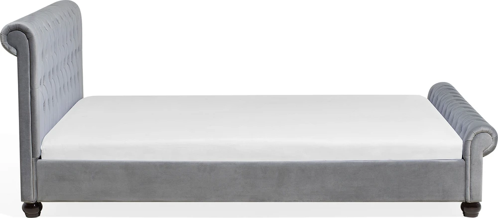 Beliani Veliūrinė lova AVALLON 180 x 200 cm Pilka