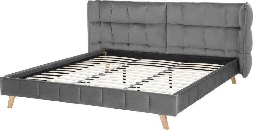 Beliani Velvetinė lova SENLIS 180 x 200 cm pilka
