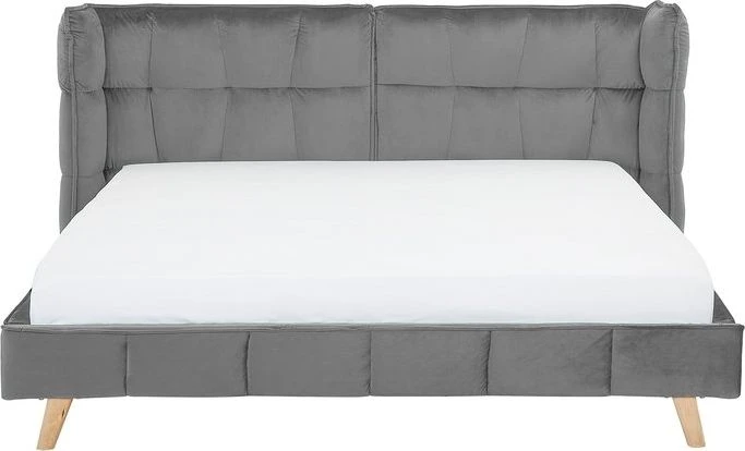 Beliani Velvetinė lova SENLIS 180 x 200 cm pilka