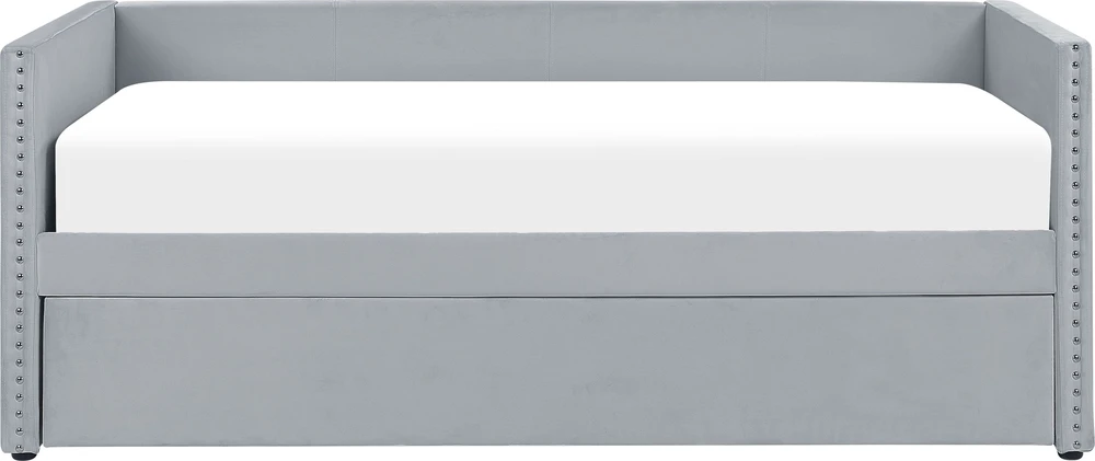 Beliani Išskleidžiama lova veliūrinė TROYES 90 x 200 cm šviesiai pilka
