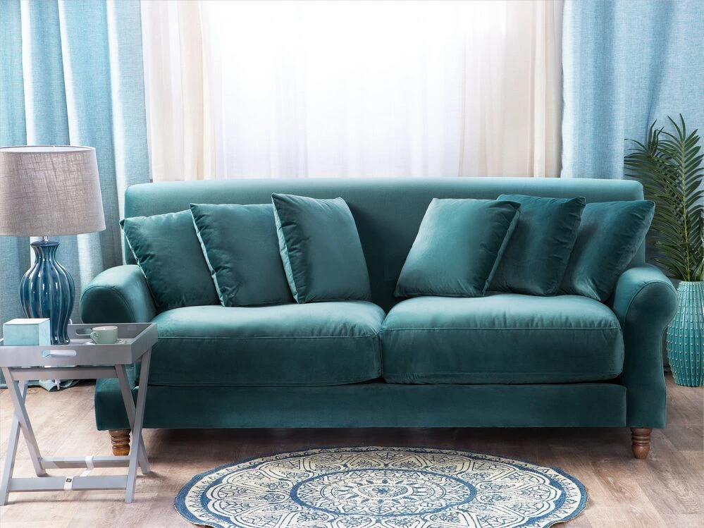 Beliani 2 vietų sofa EIKE veliūrinė, žydros spalvos