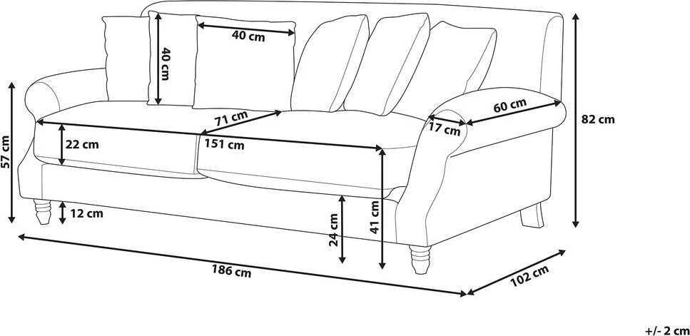 Beliani 2 vietų sofa EIKE veliūrinė, žydros spalvos