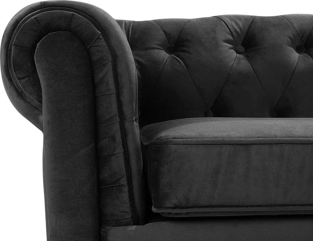 Beliani CHESTERFIELD fotelis, veliūras, juodas