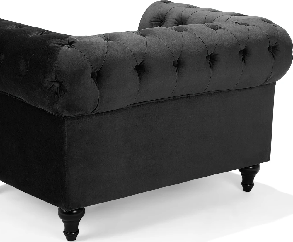 Beliani CHESTERFIELD fotelis, veliūras, juodas