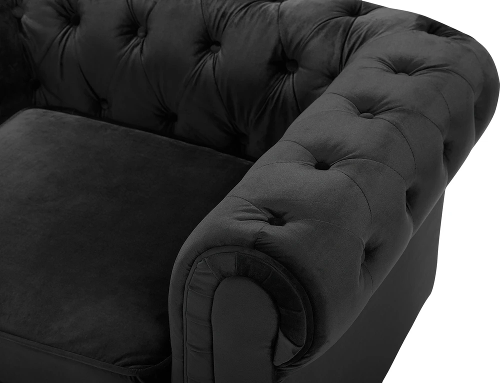 Beliani CHESTERFIELD fotelis, veliūras, juodas