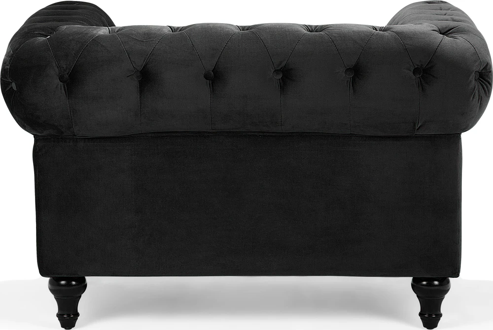 Beliani CHESTERFIELD fotelis, veliūras, juodas