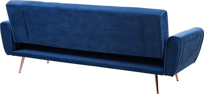 Beliani Trivietė išskleidžiama sofa SELNES, veliūrinė, tamsiai mėlyna