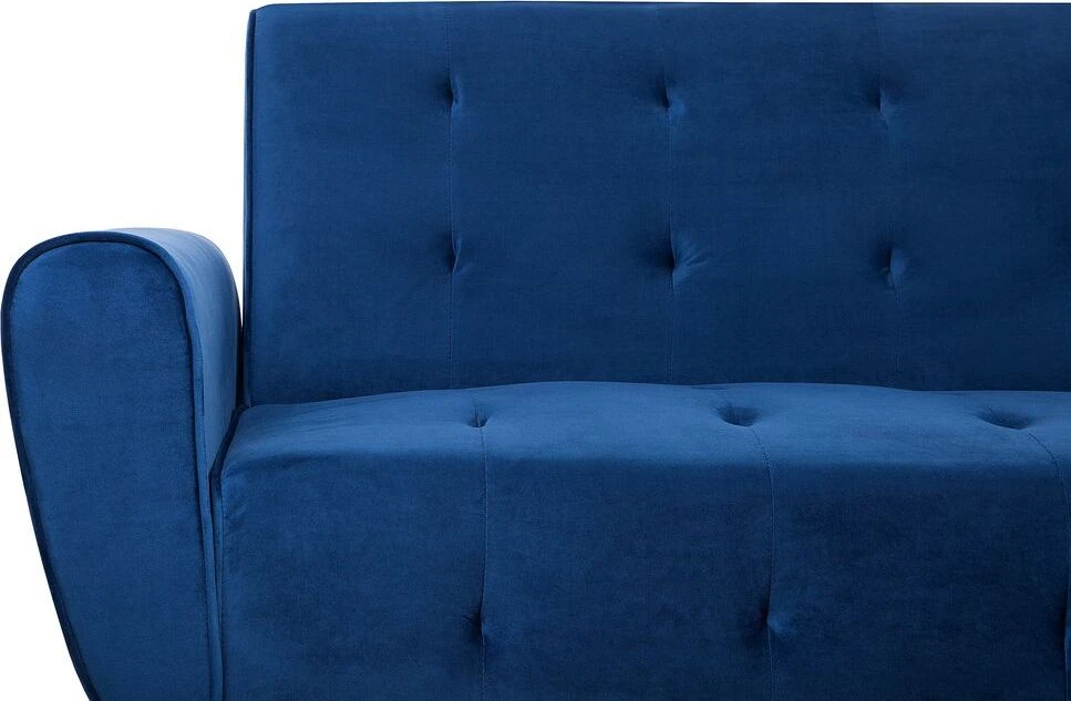 Beliani Trivietė išskleidžiama sofa SELNES, veliūrinė, tamsiai mėlyna
